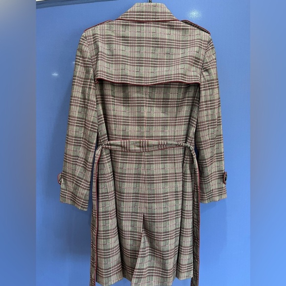 ANNE KLEIN A/LINE PLAID TRENCH COAT - Picture 9 of 9